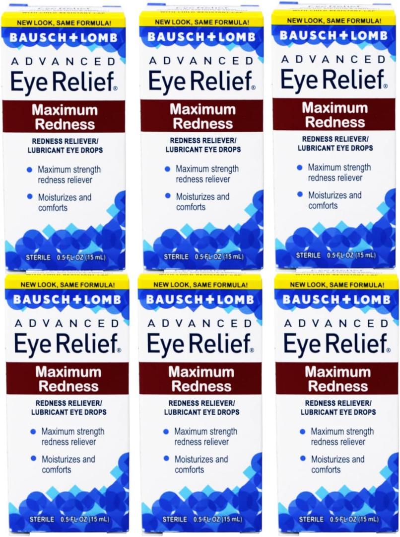 Bausch & Lomb Advanced Eye Relief Maximum Redness Reliver, 0.5 Fl Oz (Pack of 5), 2026/09