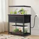 20-29 Gallon Fish Tank Stand with Power Outlet and Storage Cabinet,Aquarium Stand with Slide-Out Fish Tank Shelf,Heavy Duty Metal Frame and Waterproof Wood,31.5" L x 15.7" W 770LBS Capacity