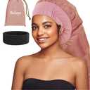 Hair Dryer Bonnet for Women, Large Hooded Attachment for Long Curly Braided Hair, Speeds Up Drying & Deep Conditioning, Fits All Head Sizes, Rose Gold (Extra Large)