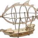 3D Airship Model Wood Laser Cut Hot Air Balloon with 1" Grids Fantasy Aerial Combat Terrain Map for D&D, Pathfinder, Wargames and Other Tabletop RPG