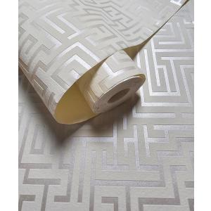 AMINAH DECO Matte Textured Greek Key Wallpaper Art 3D Pearl & White Maze Matte Non Woven Wall Paper Roll 20.8" x 32.80 ft (57.0 sq. ft)