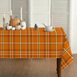 Horaldaily Fall Tablecloth 60120 Inch Rectangular, Autumn Buffalo Plaid Orange Washable Seasonal Table Cover for Party Picnic Dinner Decor