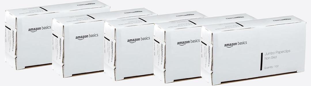 Amazon Basics Jumbo Size Office Paper Clips, Non-Skid, Silver, 1000 Count, 10 Packs of 100, A7072557