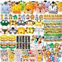 Jungle Safari Party Favors Set 92 PCS Wild Animals Set for Kids Birthday Gifts, Wild Theme Party favors for Kids Birthday Party Baby Shower Goodie Bag Fillers Jungle Safari Party Supplies (Animal Pro)