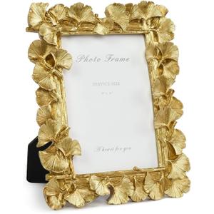 Cuspin Gold Picture Frames 4x6''  Vintage Gold Frame, Ornate Leaf Textured Hand-Crafted Resin with Glass Front Antique Photo Frames for Tabletop Display, Retro Design Home Decor