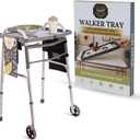 Walker Tray for Folding Walker with Cup Holders, Non-Slip Mat & Bag - Adjustable Universal Plastic Food Table for Seniors - Detachable Guardian Accessories - Removable Walker Trays for rolling walker