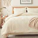 Zzlpp King Comforter Set 7 Pieces, Cream Tufted Bed in a Bag with Comforter and Sheets, All Season Boho Bedding Sets with 1 Comforter, 2 Pillow Shams, 2 Pillowcases, 1 Flat Sheet, 1 Fitted Sheet