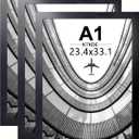 KTKDE A1 Black Modern Picture or Poster Frame 3 Pack,23.4x33 Poster Frames Black Wooden frame, Vertical & Horizontal Wall Hanging Large Picture Frames for Photos, Posters & Art Prints