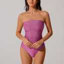 RXRXCOCO Women Tummy Control One Piece Swimsuits Ruched Strapless Bathing Suits Slimming Swimwear (Pink, S)