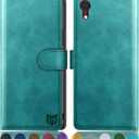 SUANPOT for iPhone XR 6.1 (Non XS 5.8",XS Max 6.7") Leather Wallet case with RFID Blocking Credit Card Holder Flip Folio Book Phone Cover Shockproof Pocket case for Apple XR for Men Women Blue Green