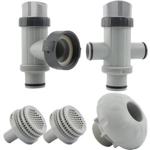 Above Ground Pool Parts Kit, Pump Part with Split Plunger Valve, Plunger Valve, 1.5" Inlet Water Nozzle, 1.25" Outlet Strainer, Pool Hose Adapter (WT-070)