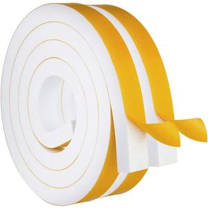 White Door Window Weather Stripping Self Adhesive Foam Tape 1 in  3/4 in  13 Ft, High Density Foam Sealing Strip Window Insulation Weatherproof Gasket Tape for Doors and Windows
