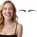 Fake Eyebrows, False EyeBrows 100% Handmade Full Lace Re-Usable Natural Invisible Realistic False Eyebrow Extensions for Man and Women, One Pair (Style 1)