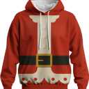 Novelty Long Sleeve Hoodie Funny Fashion Santa Claus Costume Graphic Sweatshirts (Large, Red)