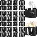 Yeaqee 50 Pcs Mini Metallic Paper Gift Bags with Handle 4x4.75x2.2'' Small Gift Bag DIY Tag Thank You Party Favor for Mother's Day Wedding Graduation Baby Shower Birthday Jewelry (Black,White)
