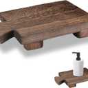 Vintage Black Wooden Soap Holder & Tray - Soap Stand/Riser for Kitchen & Bathroom Sink, Bottle & Plant Holder