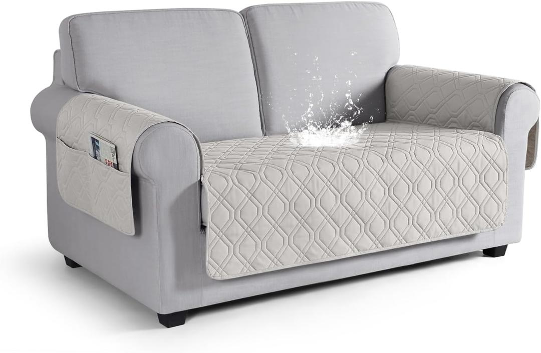 VANSOFY Couch Cover, Waterproof Sofa Covers Washable Slipcover Furniture Protector Couch Seat Covers Non-Slip Couch Cover for Dogs, Pets(Loveseat, Off White) (Loveseat(Seat Width: 47.2"))