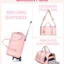 BSAKG 3 in 1 Convertible Garment Duffle Bags for Travel 45L Smooth Zipper Rolling Duffle Bag With Wheels Waterproof Carry On Duffle Bag for Men&Women with Weekends Weddings Business Short Trips Pink