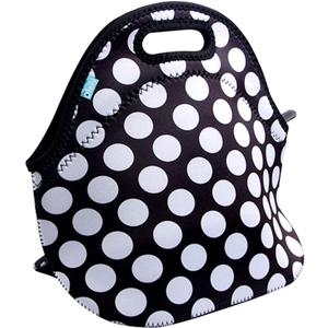 Lunch Tote, OFEILY Lunch boxes Lunch bags with Fine Neoprene Material Waterproof Picnic Lunch Bag Mom Bag (White Dots)