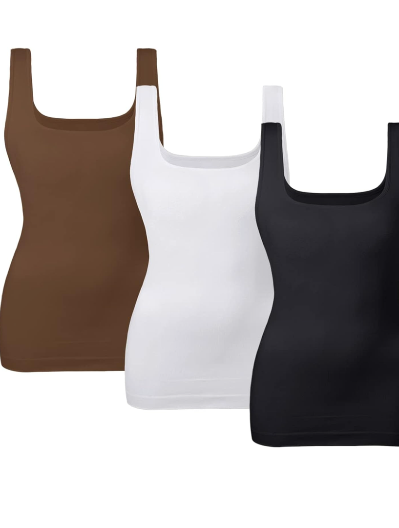 EUYZOU Women Tummy Control Shapewear Tank Tops Seamless Square Neck Compression Tops Slimming Body Shaper Camisole Medium