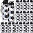 Mifoci Sports Water Bottle Bulk 17 oz Reusable Plastic Biking Water Bottle Tumbler Adults Reusable Large Bottles with Leak Proof Flip Top for Party Outdoor (Soccer) 19 Pcs