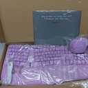 MEETION Ergonomic Wireless Keyboard and Mouse, Curved Keyboard with Vertical Mouse, Split Ergo Keyboard with Wrist Rest, Natural Typing Rechargeable Full Size, Windows/Mac/PC/Laptop, Purple