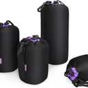 CADeN Lens Pouch Set 4 Pack Replacement Compatible for Canon, Nikon, Sony, Pentax, Olympus (Small, Medium, Large, X Large) Camera Lens Case Bag Thick Protective Neoprene Pouch Soft Plush for DSLR Lens