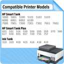 31 32XL Ink Bottle Set Refill for HP Smart Tank 7600 7602 7300 7301 7001, 5000 5101 5102, 6000 6001 651 551 Printer. Black CMY