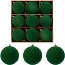 Briful 4" Velvet Christmas Ball Ornaments, 9PCS Matte Green Baubles, Shatterproof Christmas Tree Decorations, Velvet Ornaments for Xmas Tree, Holiday Decor, Christmas Balls Decorations for Trees (100mm 3.94inch)