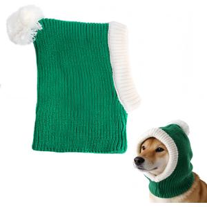 Pet Knit Hat & Neck Gaiter - Warm Winter Dog Cat Hat, Festive Pets Beanie, Soft Knitted Pet Neckwear for Small Medium Large Dogs&Cats (Green, Small)