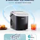 EUHOMY Countertop Ice Maker Machine with Handle, 26.5lbs Per Day, 9 Ice Cubes Ready in 6 Mins, Auto-Cleaning Portable Ice Maker with Basket and Scoop, for Home/Kitchen/Camping/RV (Black)