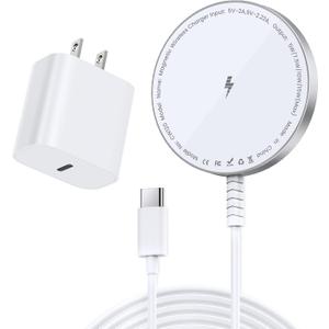 MagSafe Charger [Apple MFi Certified] for iPhone 17/16/15/14/13/12 & Airpods, 15W Fast Magnetic Wireless Charging Pad with 20W USB-C Adapter, Strong Magnetic, 5FT Cable,Ideas for Home Office & Travel