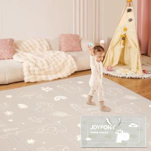 Joypony Baby Play Mat 79x 71 Inch, Extra Large Foldable Play Mats for Babies and Toddlers, Waterproof & Anti-Slip Portable Baby Floor Mat for Tummy Time, Non Toxic Foam Play Mat for Floor Travel Bag