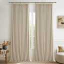 Heavy Natural Linen 100% Light Blocking Curtains & Drapes 96 Inches Long 2 Panels Set for Bedroom, Neutral Pinch Pleated Black Out Thermal Warm Beige Curtain for Summer Heat Energy Efficient 40W x 96L