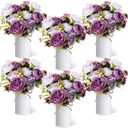 Solsew 3 Sets Artificial Peonies Flower Peony Bouquet with Galvanized Metal Pot Silk Fake Peonies Faux Flower Arrangements for Wedding Table Centerpiece Party Home Room (Purple)