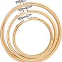 Cldamecy 3 Pieces Embroidery Hoops 4/5/6 inch,Round Bamboo Adjustable Frame Circle Ring Hoops for Embroidery,Cross Stitch,Ornament and Art Craft Sewing