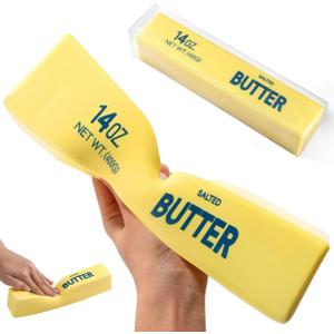 Big Butter Squishy,Giant Squishies Butter 14 OZ,Jumbo Slow Rising Squeeze Toys,Large Soft PU Foam Fidget Toy for Anxiety & Sensory Stress Relief 8.7*1.8*1.8 Inch (Big-Yllow Butter 1Pack)