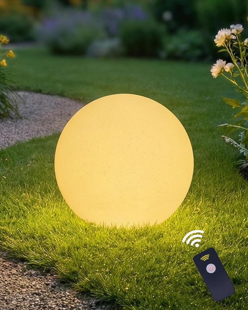 12 Inch Solar Ball Light, Solar Rechargeable Globe Light,3 Modes Dimmable Globe Light,Decor for Patio,Garden,Yard,Beach,Pathway,Party Decorative Lighting, 12inch-Fake Rock