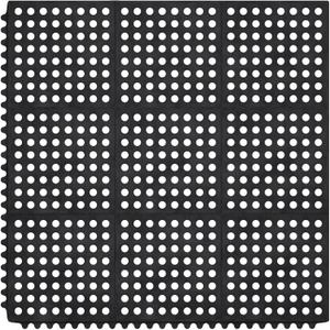 Ottomanson Heavy Duty Rubber Floor Mat Non-Slip, Waterproof, Easy to Clean Anti-Fatigue Mat for Commercial Kitchens, Restaurants, Workshops Oil Resistant, Hose Washable 36" x 36", Black
