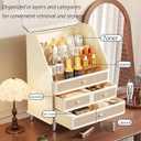 Large Cosmetic Storage Box Dustproof And Waterproof. Display Case with Drawers Countertop Vanity Organizer for Skincare, Lipsticks, Perfume Bathroom Cosmetic Storage Display Box (White)