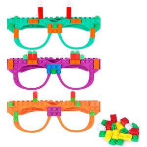 Hooqict 9 Pcs DIY Building Bricks Glasses Building Blocks Games for Kids Creative Building Block Birthday Party Favors, Carnival Party Games Supplies