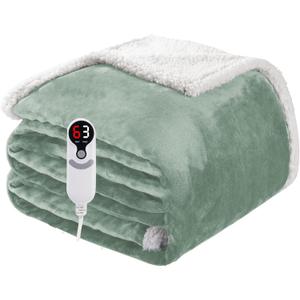 Electric Heated Blanket Full Size 72"x84", Soft Flannel with Overheat Protection, 9 Adjustable Heat Settings & 10-Hour Auto-Off Timer, Fast Heating for Winter Comfort, Light Green