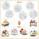 BEUNITONE Books Flowers Embroidery Kit, 6PC Literary Themed Cross Stitch Set for Book Lovers, Reading Hobby DIY Craft, Unique Home Decor Gift Idea