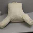 Reading Pillow for Sitting in Bed Adult, Reading Pillow with Shredded Memory Foam, Bed Pillow with Washable Cover, Back Pillow Sitting Up with Extend Arms, Beige, Large