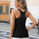 V FOR CITY Womens Shelf Bra Tank Tops Racerback Workout Camis Yoga Shirt Cotton Undershirt 2 Pack (Black, L)