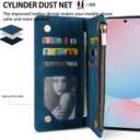 ZZXX for Galaxy S24 FE Wallet Case Zipper Pocket 6.7 inch,Blue