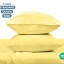 ROYALE LINENS 100% Organic Cotton Percale Pillowcases Set of 2 - Standard Size Percale Pillowcase - Standard Set of 2 Pillow Cover - Breathable, Cool & Crisp Pillow Cases (20"x26", Yellow)