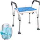 Medokare Shower Chair with Padded Seat - Shower Bench for Seniors with Tote Bag and Handles, Shower Stool Bath Chair for Elderly, Handicap Tub Shower Seats for Adults (White Stool with Rail)