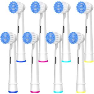 Pro Sensitive Gum Care Replacement Brush Heads Compatible with Oral-B Electric Toothbrushes, 8 Pack High Density Extra Soft Bristles Toothbrush Heads Refill, White