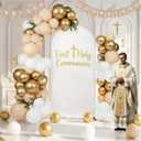 Gilprop 125 Pcs 7.2ft First Holy Communion Baptism Elastic Polyester Arch Cover Christening Baby Shower Balloon Garland Arch Kit Balloon Baptism Party for Celebration Photography Backdrop (Classic)